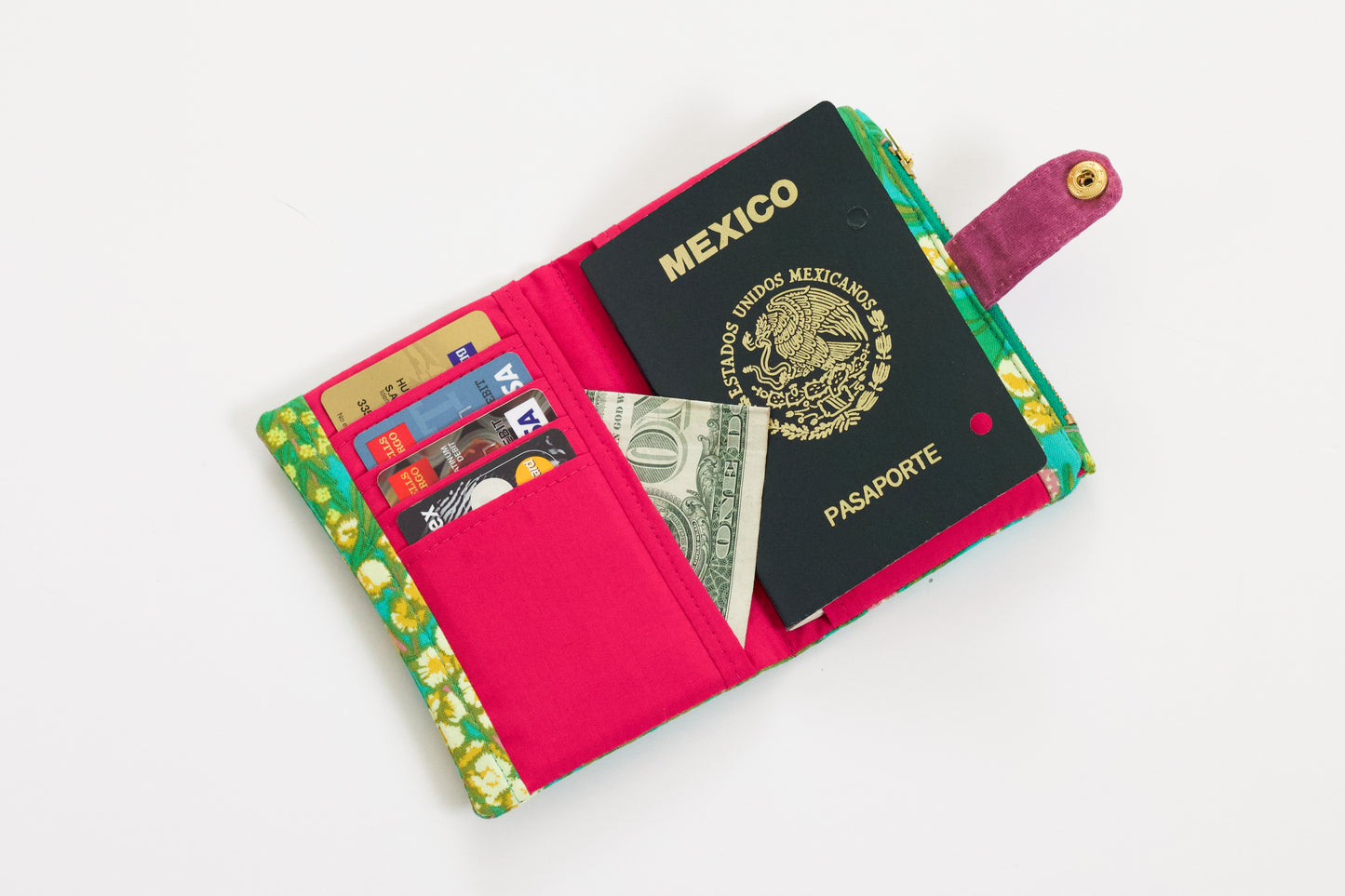 Billetera para amantes de las plantas, billetera plegable para mujer, billetera vegana hecha a mano, billetera de viaje pequeña, organizador de tarjetas de crédito