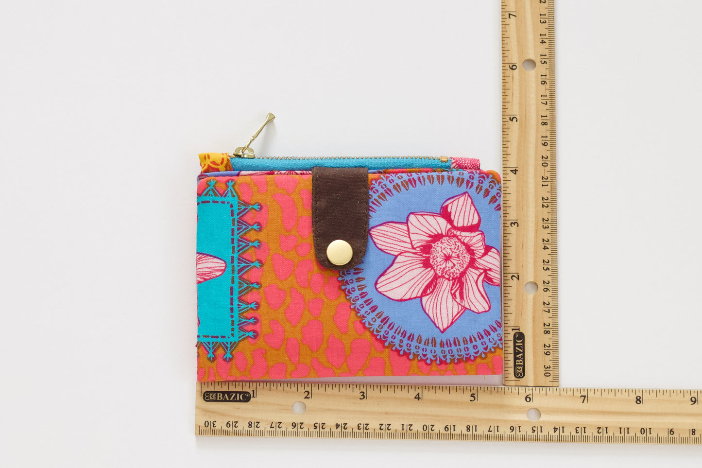 Cartera única con cremallera, cartera de colores vibrantes hecha a mano, cartera vegana, cartera divertida vegana, cartera estética linda