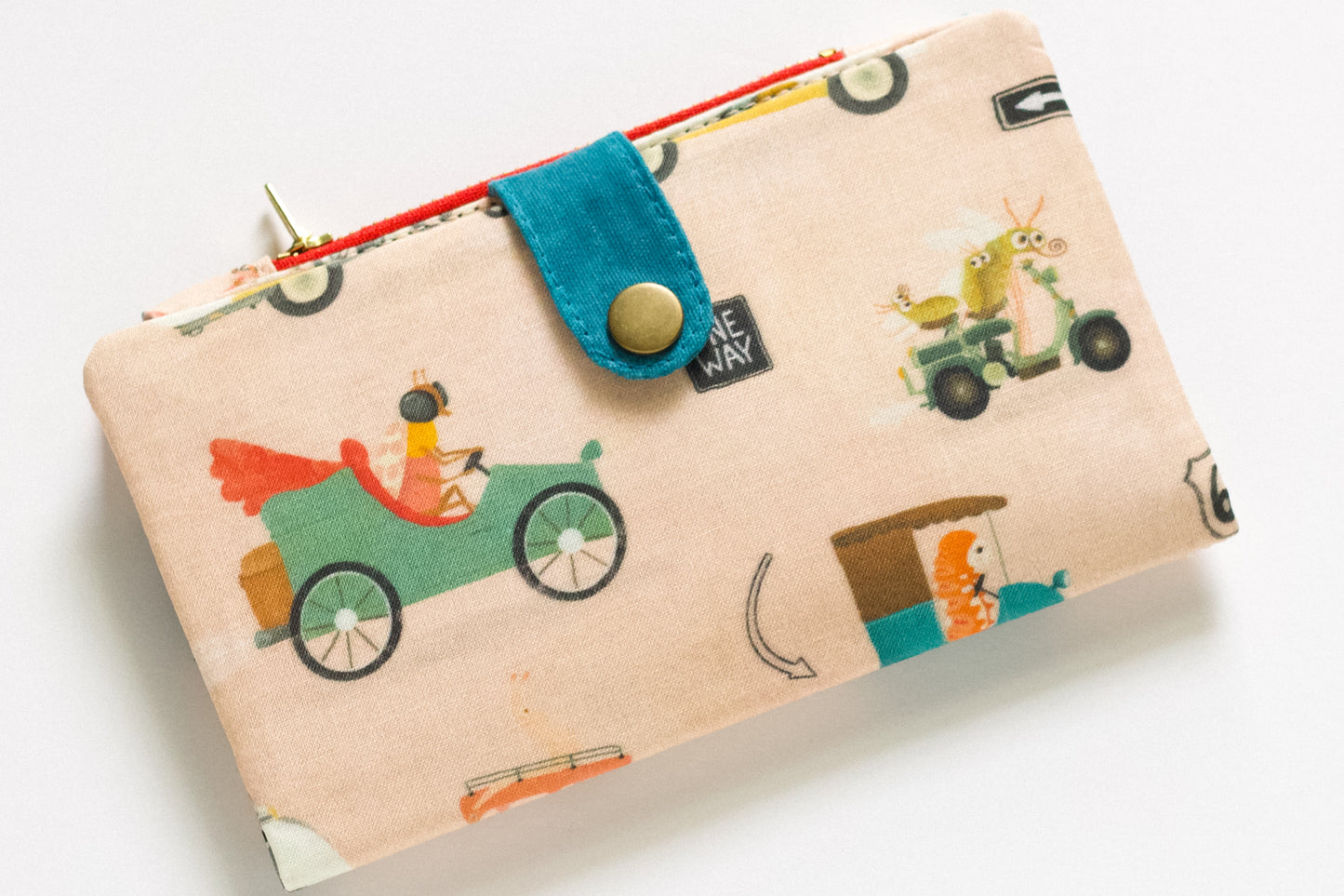 Billetera de insectos conduciendo para mujeres, linda billetera larga para mujer, billetera de tarjeta de crédito, billetera larga con cremallera, billetera retro.