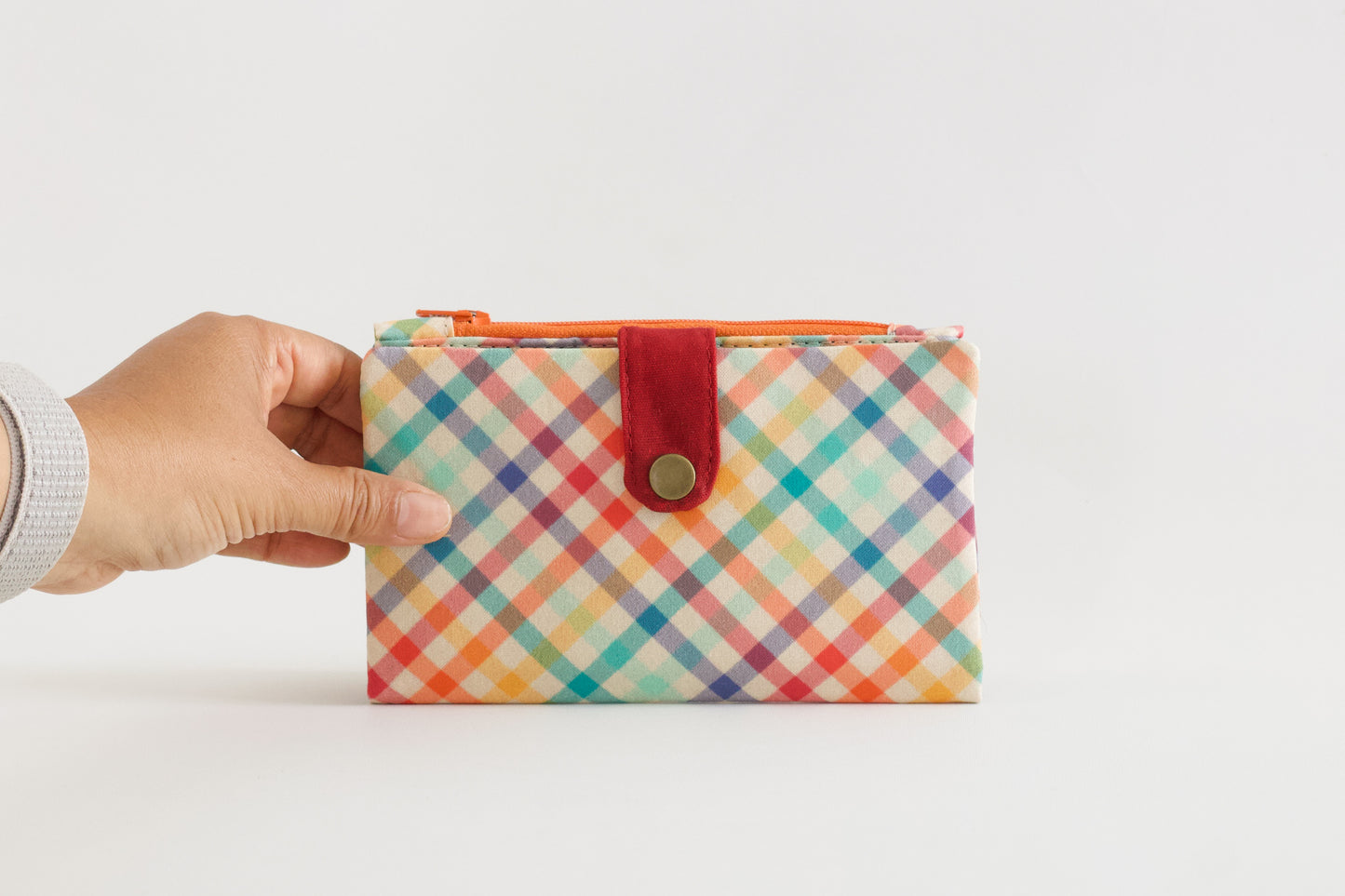 Cartera larga retro plaid mujer, cartera mod para mujer, cartera bifold años 70, cartera a cuadros con cremallera, cartera de bolsillo única