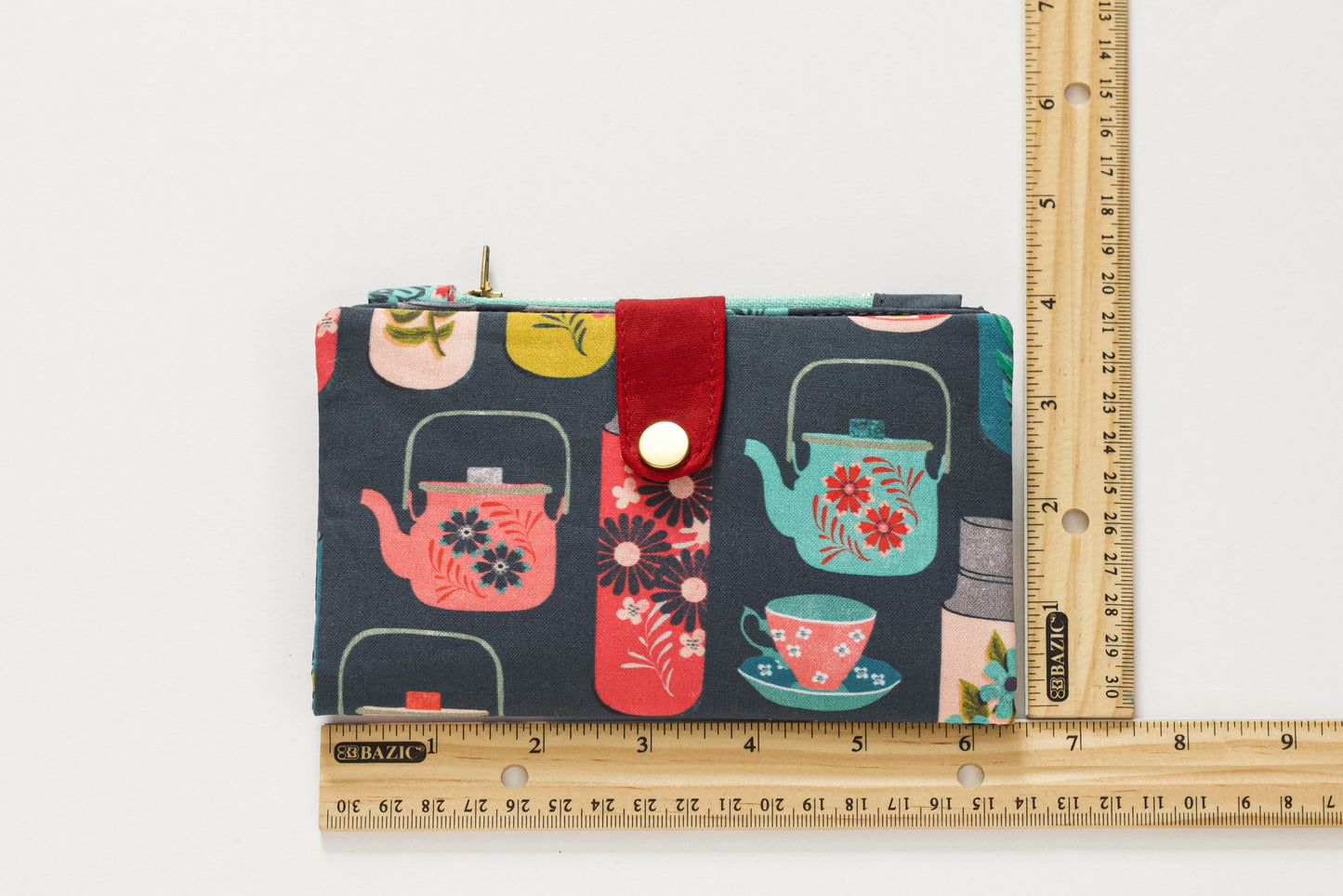 Cartera retro de teteras para mujer, cartera bonita con cremallera para mujer, regalo para ella, cartera femenina, organizador de tarjetas de crédito
