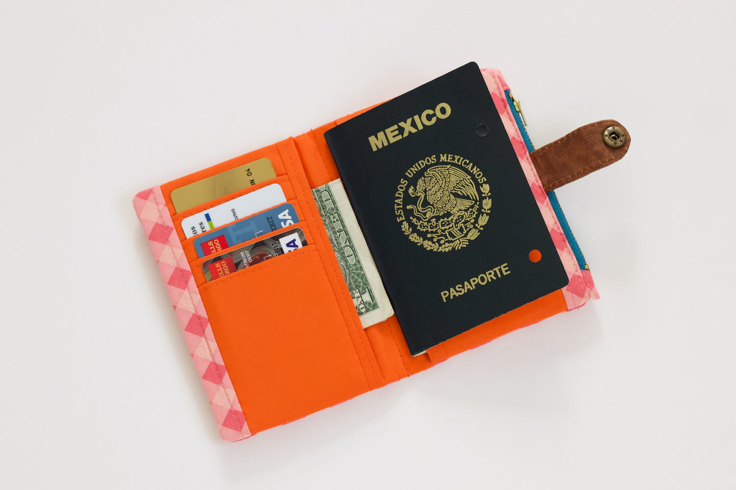 Cartera moderna rosa para mujer, cartera coqueta femenina, cartera de viaje a cuadros para mujer, cartera de viaje vegana, organizador de tarjetas de crédito