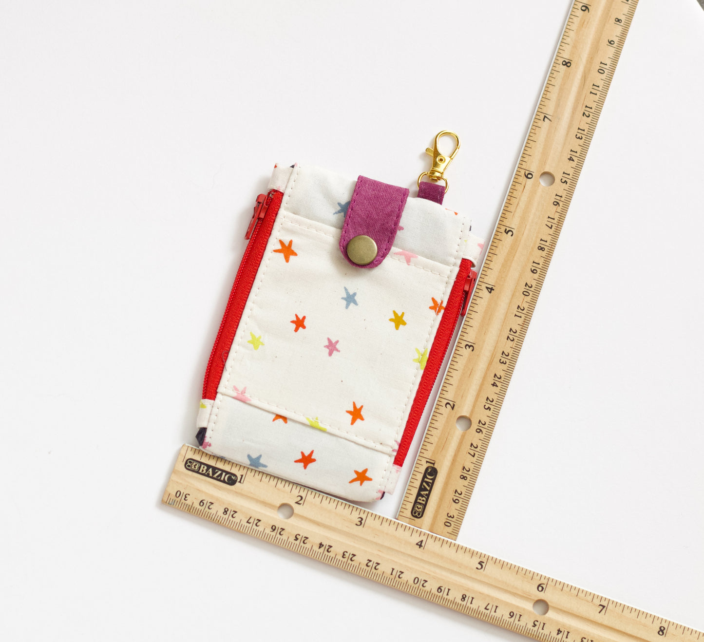 Cartera mini de estrellas, monedero de bolsillo con doble cremallera, mini cartera linda y única