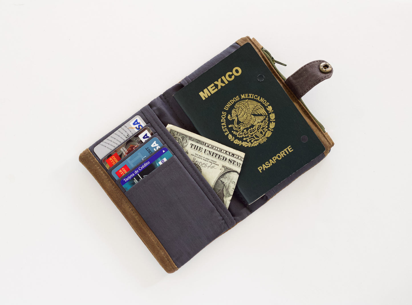 Cartera de viaje para hombre, organizador de tarjetas de crédito, cartera de tela y lona encerada, cartera plegable, regalo para él
