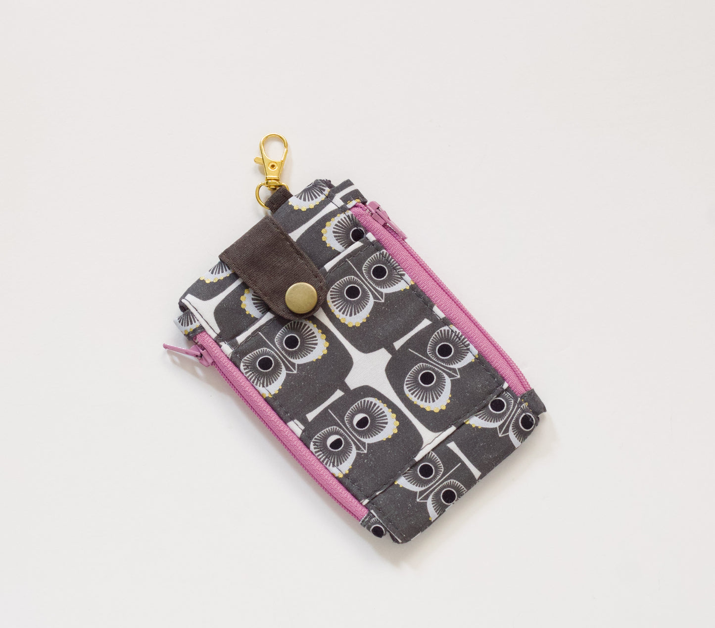Pequeña cartera de búho, linda cartera de llavero, regalo para amantes de los búhos, cartera con bolsillo frontal y doble cremallera, linda cartera de bolsillo