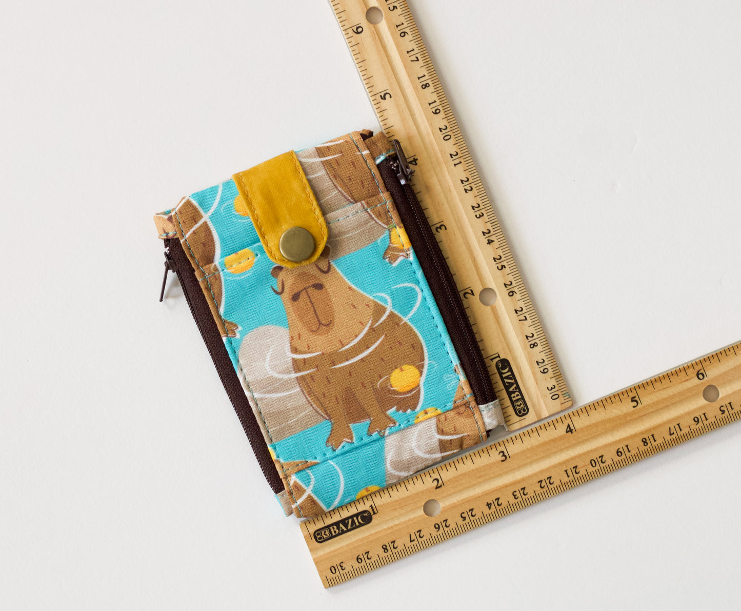 Cartera de bolsillo frontal de capybara, cartera pequeña con dos cremalleras, idea de regalo para hombres, cartera divertida de capibara, mini cartera par hombres