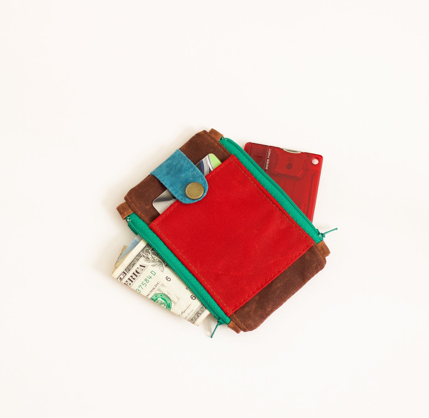 Cartera EDC para hombre, cartera de bolsillo para viajes, cartera hecha a mano de lona encerada, cartera táctica mini