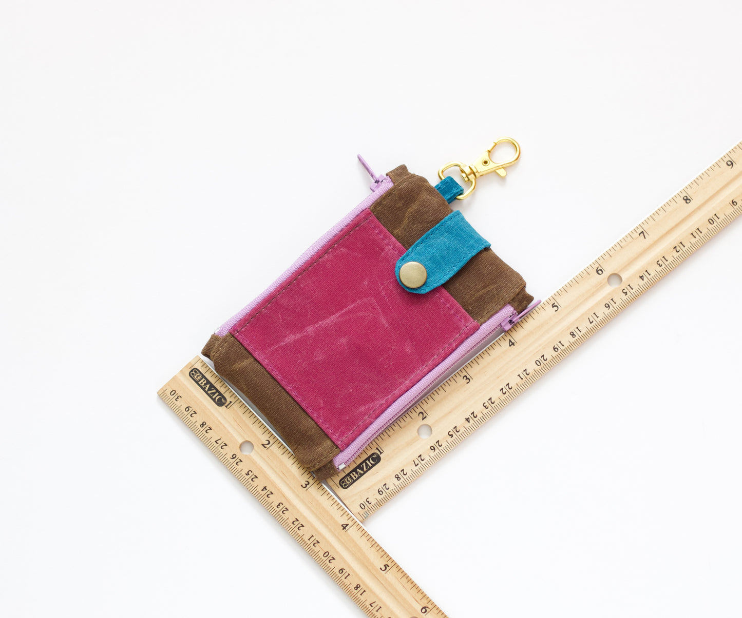 Cartera de llavero de lona encerada para mujer, mini cartera de mujer, cartera de bolsillo de lona encerada, cartera con doble cremallera