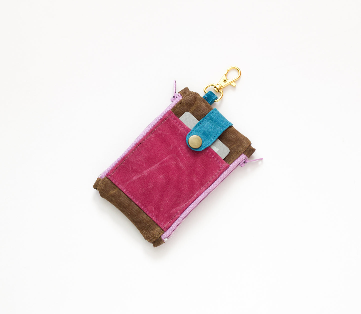 Cartera de llavero de lona encerada para mujer, mini cartera de mujer, cartera de bolsillo de lona encerada, cartera con doble cremallera