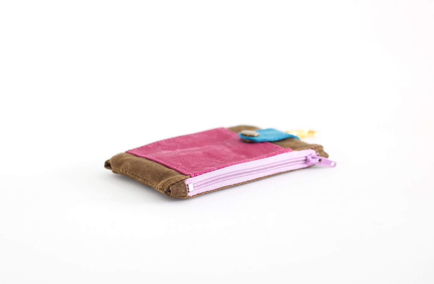 Cartera de llavero de lona encerada para mujer, mini cartera de mujer, cartera de bolsillo de lona encerada, cartera con doble cremallera