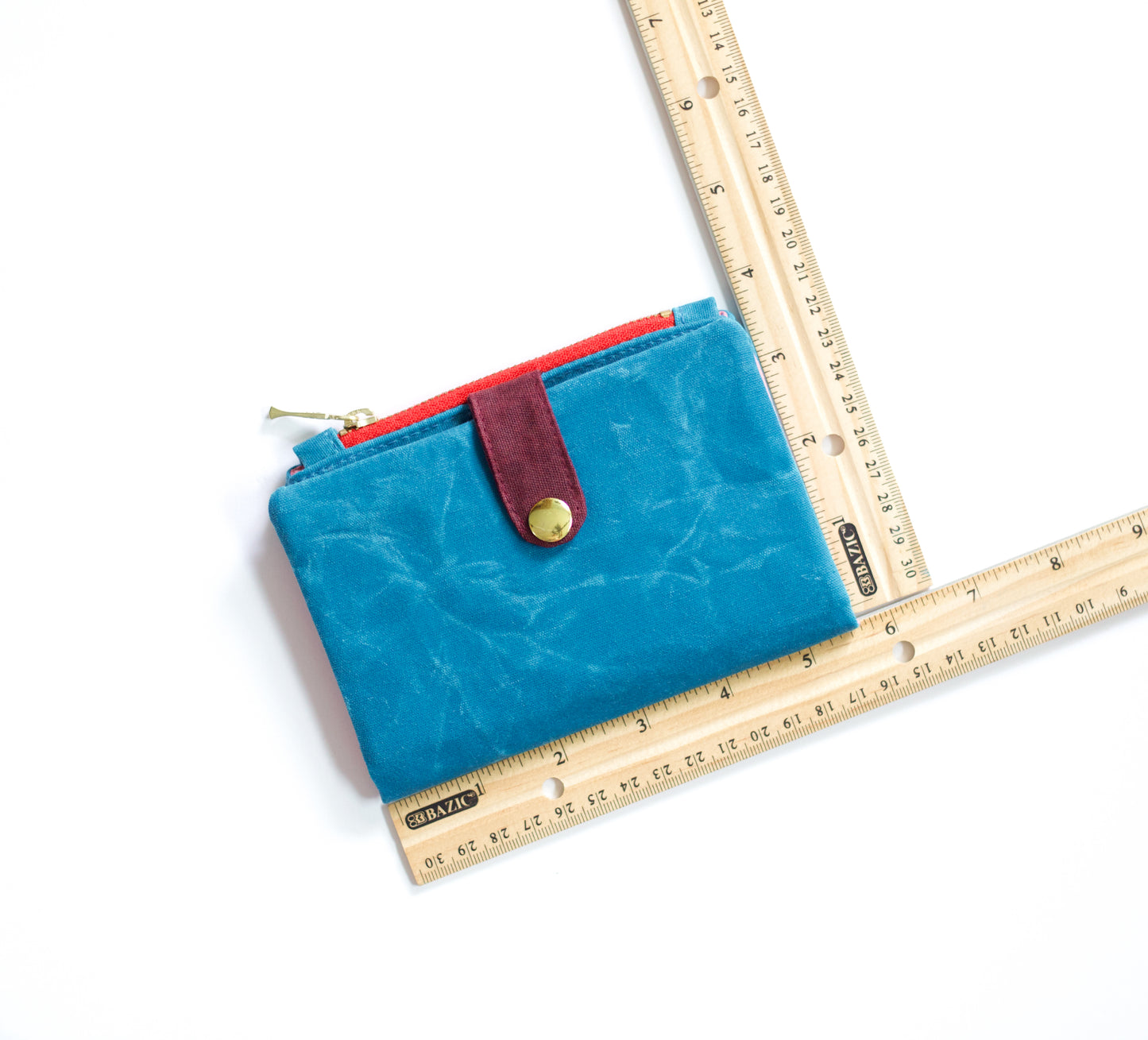 Cartera de lona encerada color azul mosaico, cartera vegana bifold para mujer, cartera de viaje impermeable, linda cartera colorida para mujer, organizador de tarjetas de crédito