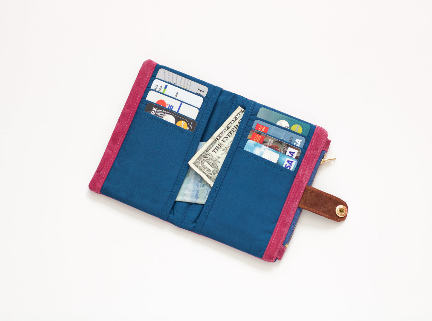 Cartera de lona encerada para mujer, cartera coqueta ecológica para mujer, cartera linda de cuero vegano, organizador de tarjetas de crédito impermeable