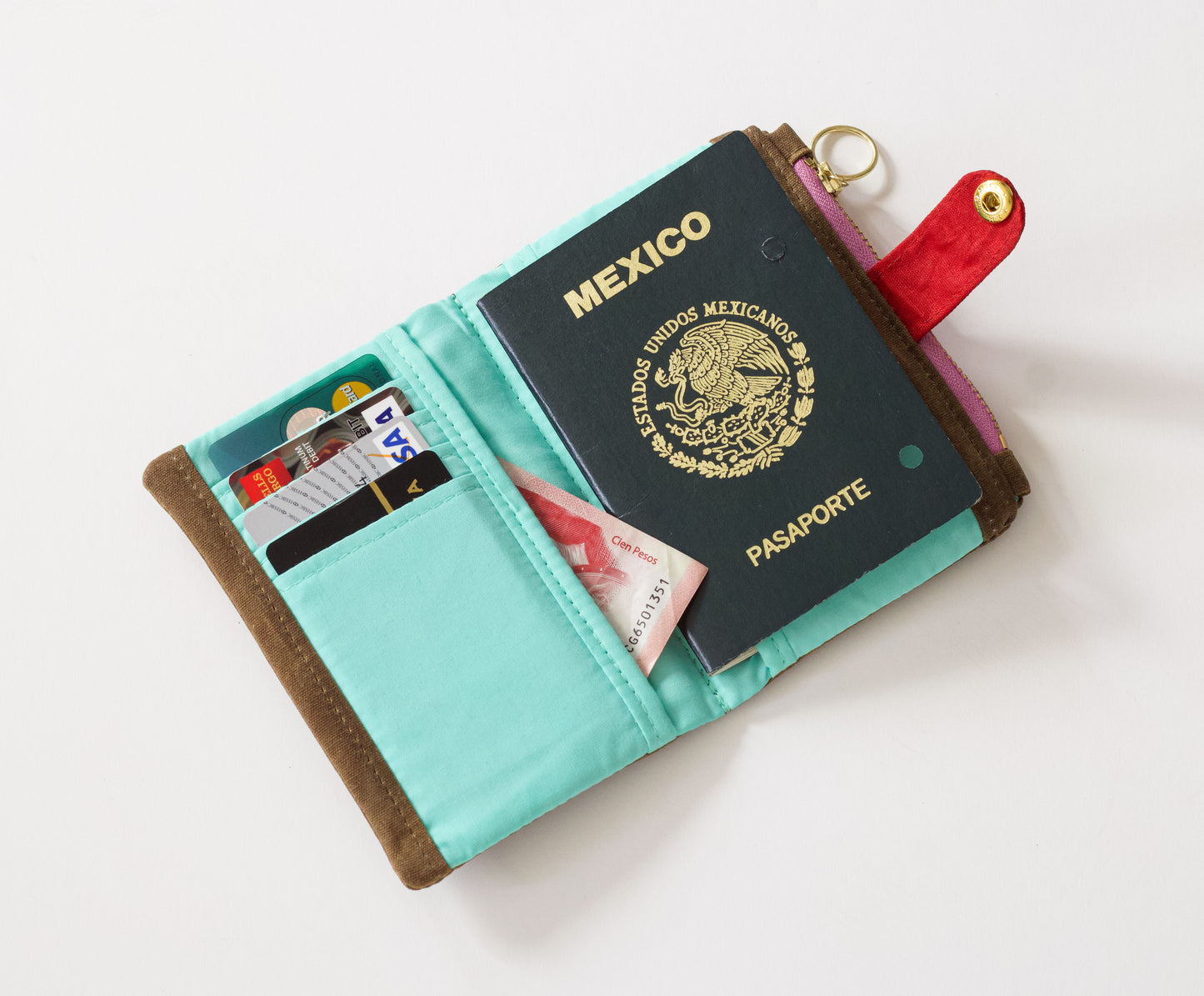 Cartera de lona encerada para mujer, cartera de viaje vegana, cartera plegable impermeable, regalo para ella, organizador de tarjetas de crédito