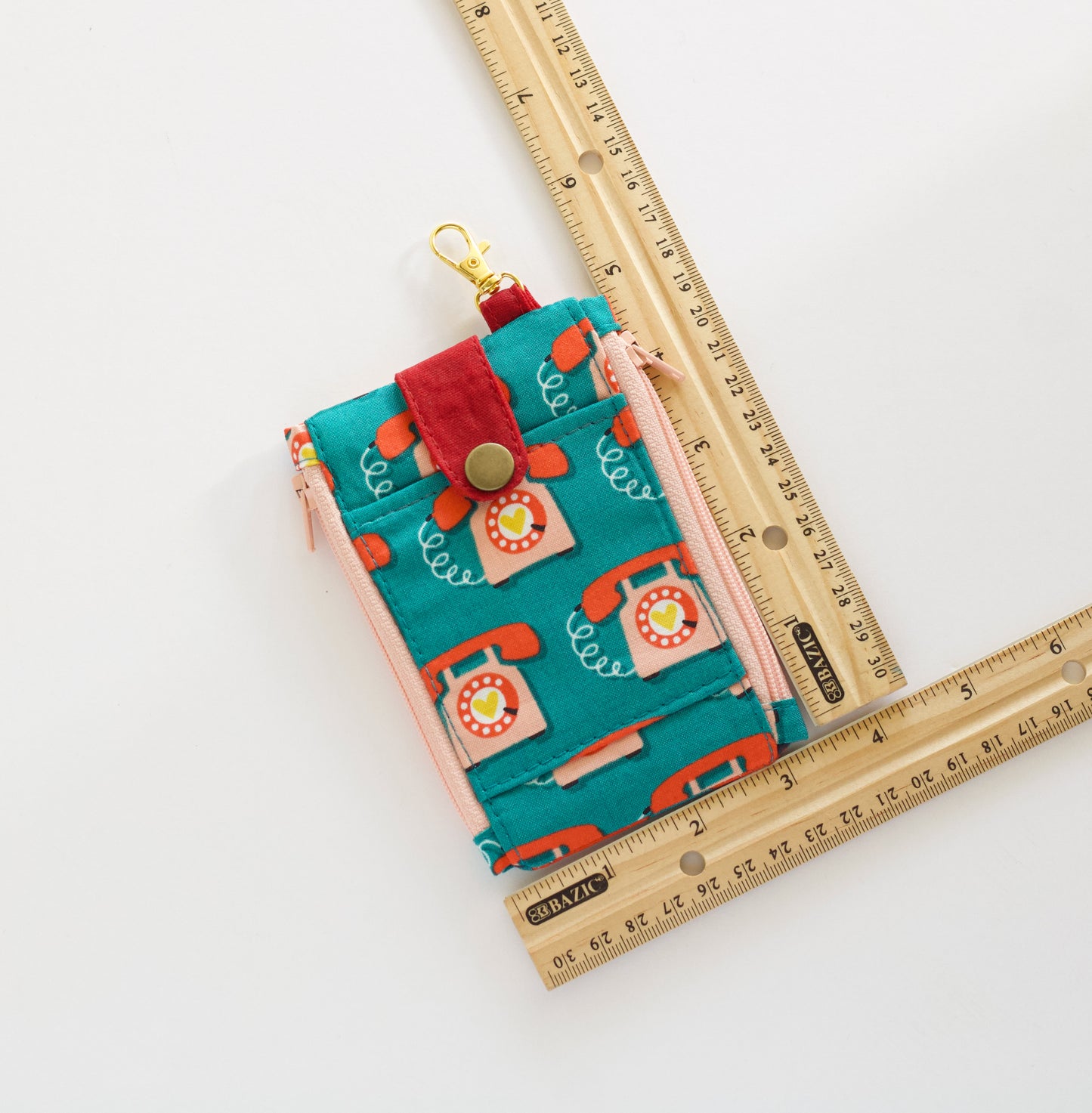 Cartera de teléfonos retro pequeña, cartera linda de llavero para mujer, cartera delgada vegana de viaje, billetera con doble cremallera para niñas, regalo para ella, billetera femenina retro