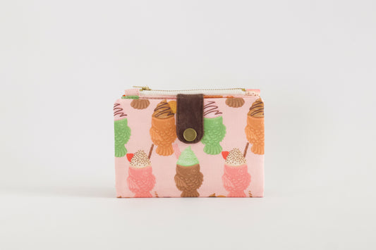 Cartera de helado taiyaki para mujer, cartera pequeña para mujer, cartera kawaii, cartera vegana hecha a mano, organizador de tarjetas de crédito