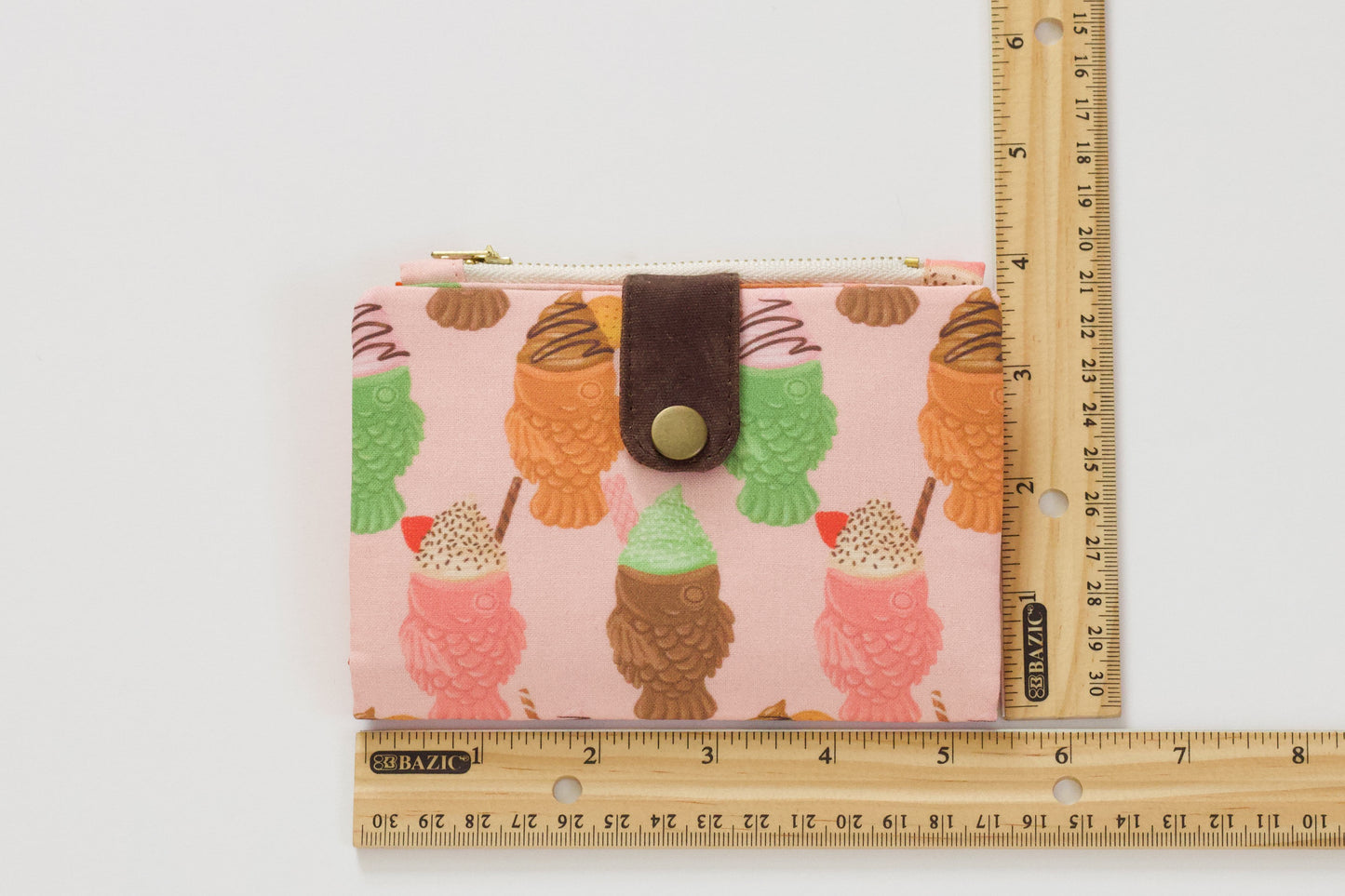 Cartera de helado taiyaki para mujer, cartera pequeña para mujer, cartera kawaii, cartera vegana hecha a mano, organizador de tarjetas de crédito