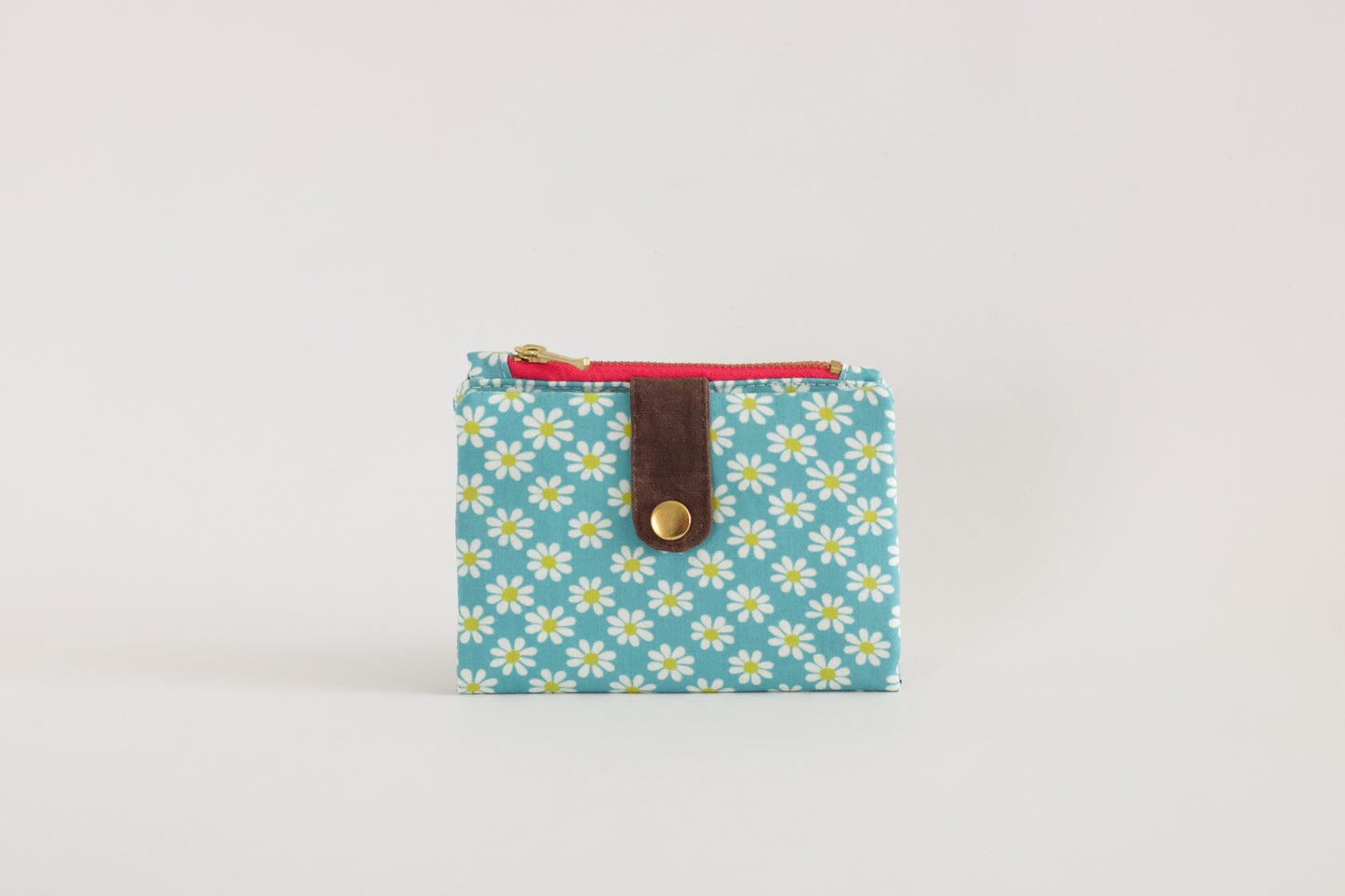 Cartera azul cielo para mujer, cartera de margaritas para mujer, cartera vegana de primavera, cartera de viaje con cremallera para mujer, organizador de tarjetas de crédito