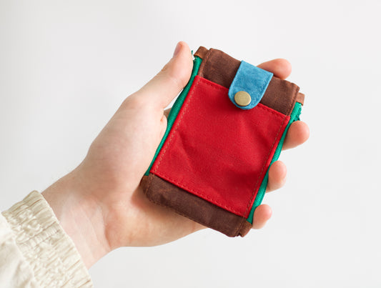 Cartera maximalista EDC, cartera hecha a mano, cartera delgada de lona encerada, cartera con doble cremallera para hombre, cartera de bolsillo para hombre