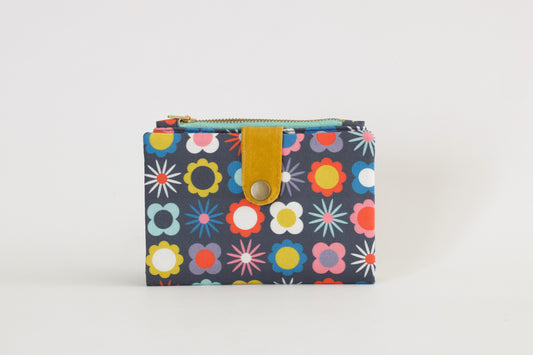 Cartera de margaritas de la abuela para mujeres, cartera cuadrada de la abuela plegable, linda cartera de viaje, organizador de tarjetas de crédito retro, cartera floral