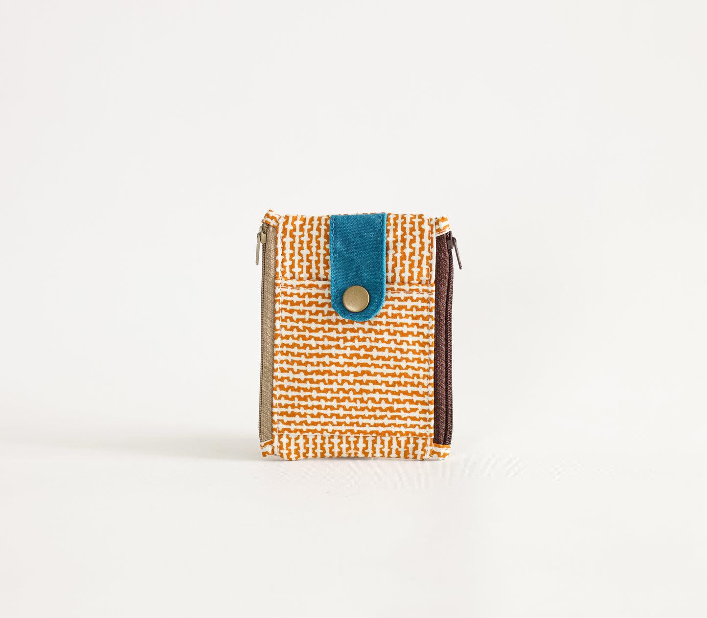 Cartera pequeña con bolsillo frontal, cartera pequeña para hombre, cartera vegana con dos cremalleras, cartera de tela para hombres