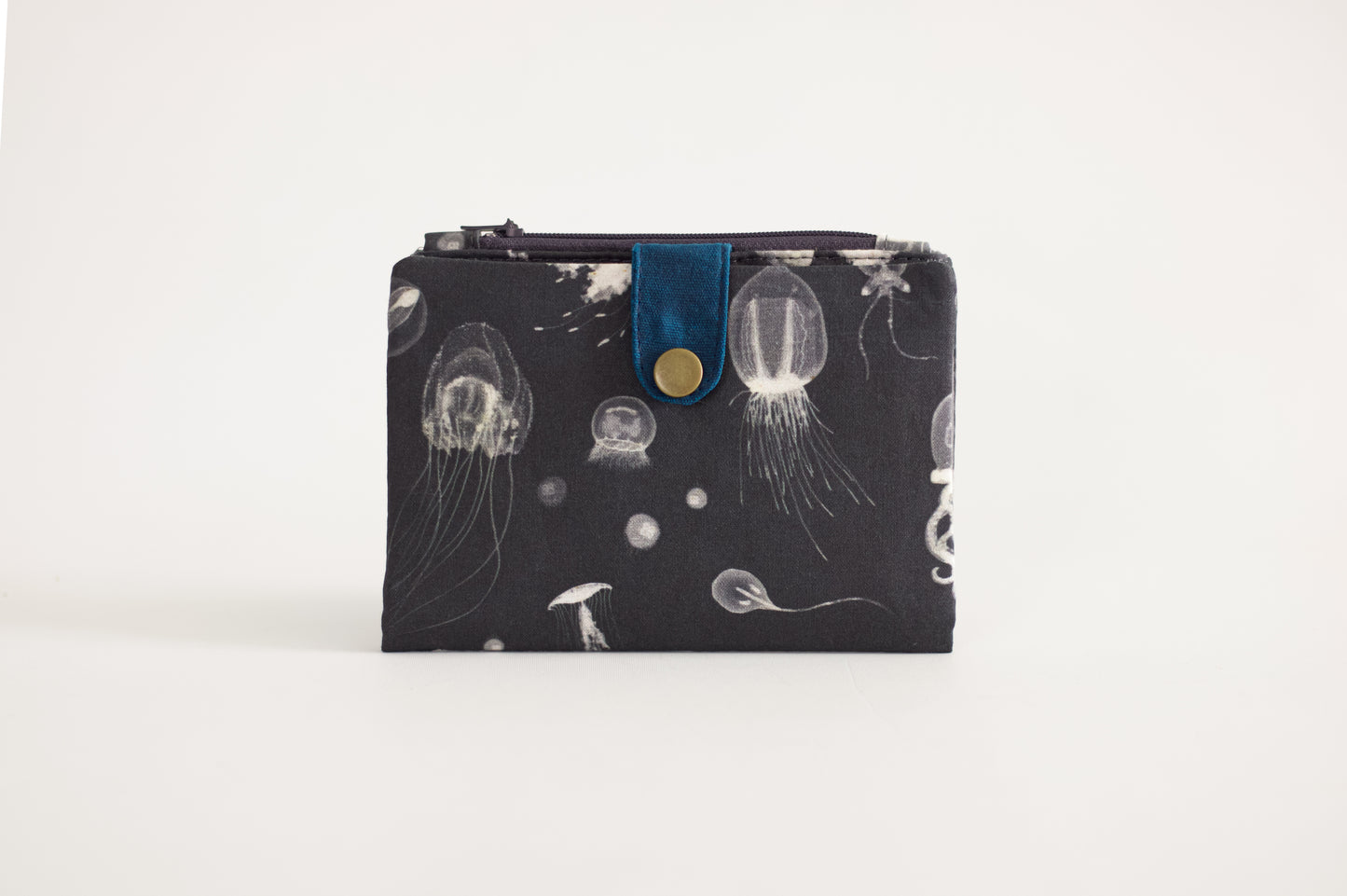 Cartera de medusas unisex, cartera vegana de viaje, cartera plegable de tela, organizador de tarjetas de crédito