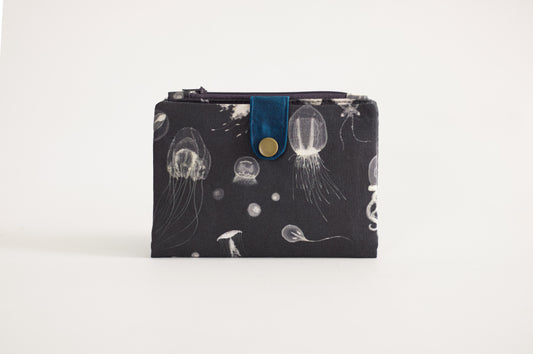 Cartera de medusas unisex, cartera vegana de viaje, cartera plegable de tela, organizador de tarjetas de crédito