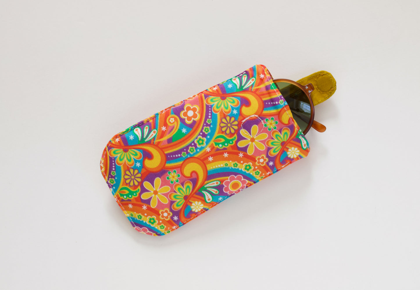 Estuche de gafas de sol retro, funda de gafas de los años 70, bolsa de gafas para mujer, estuche de gafas de sol genial, bolsa psicodélica para gafas de sol