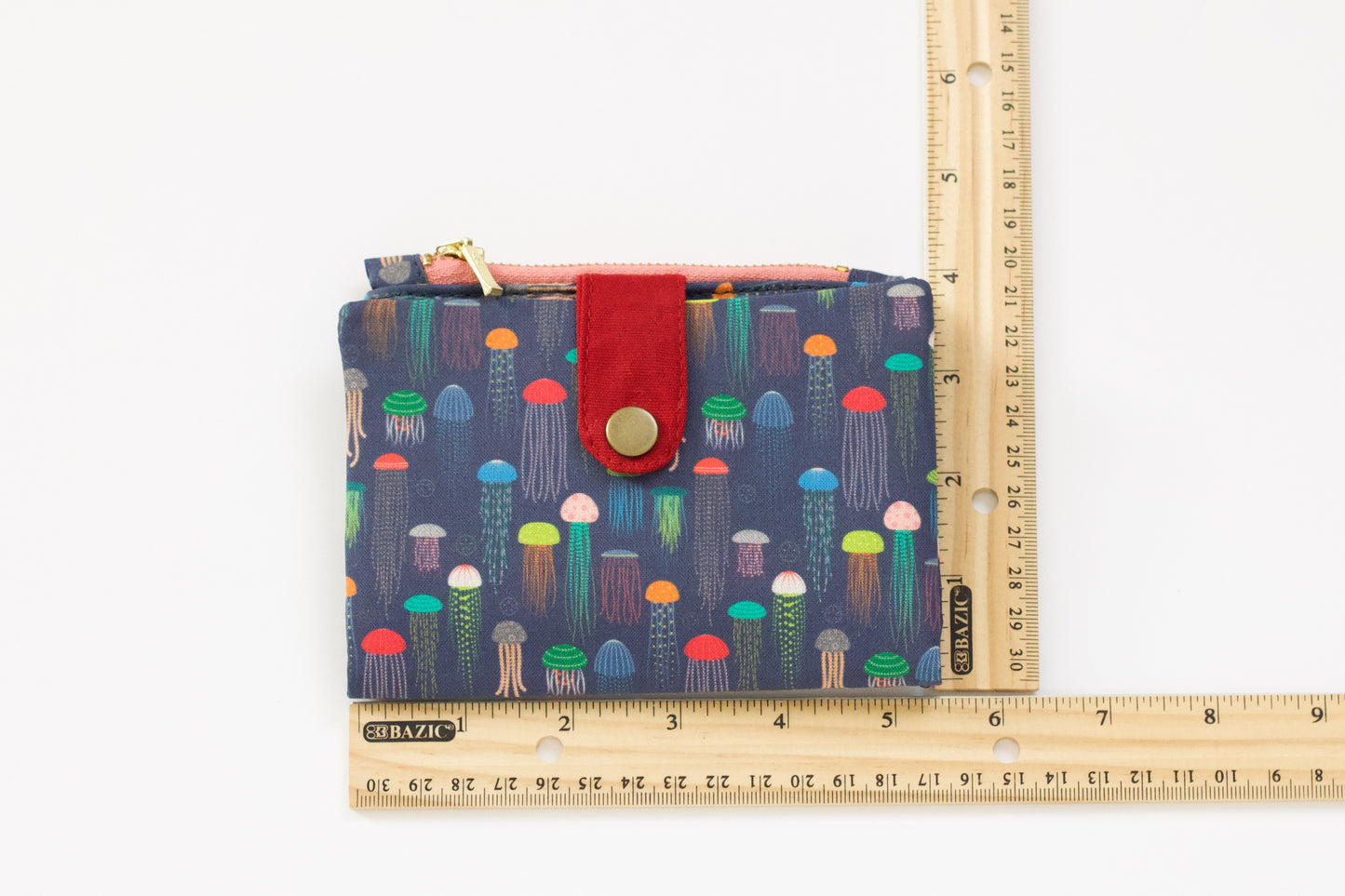 Cartera de medusas bonita y colorida para mujer, cartera de animales de océano para mujer, cartera plegable con cremallera, organizador de tarjetas de crédito