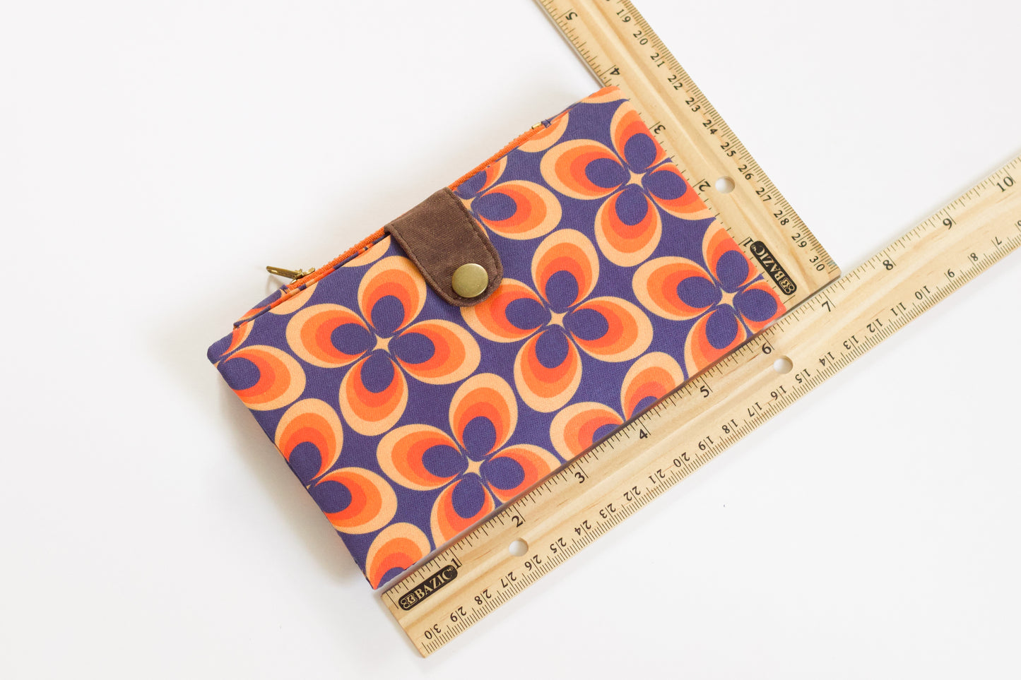 Cartera groovy para mujer, cartera de viaje retro para mujer, cartera de tela de los años 70, organizador de tarjetas de crédito