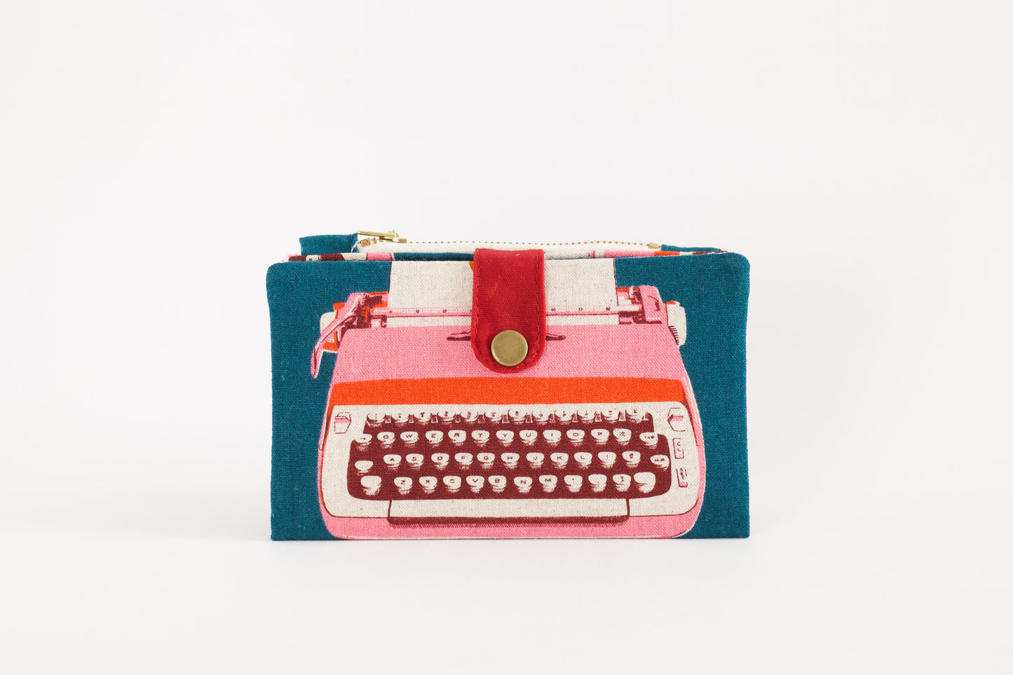 Cartera de máquina de escribir para mujer, cartera larga retro, cartera de viaje plegable, organizador de tarjetas de crédito