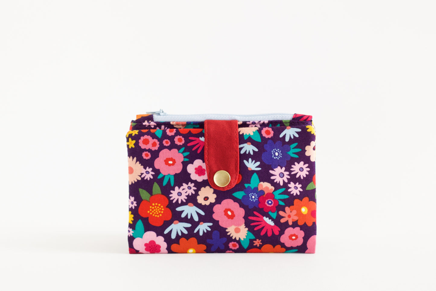 Cartera folk pequeña para mujer, cartera primaveral pequeña, cartera vegana hecha a mano floral, organizador de tarjetas de crédito