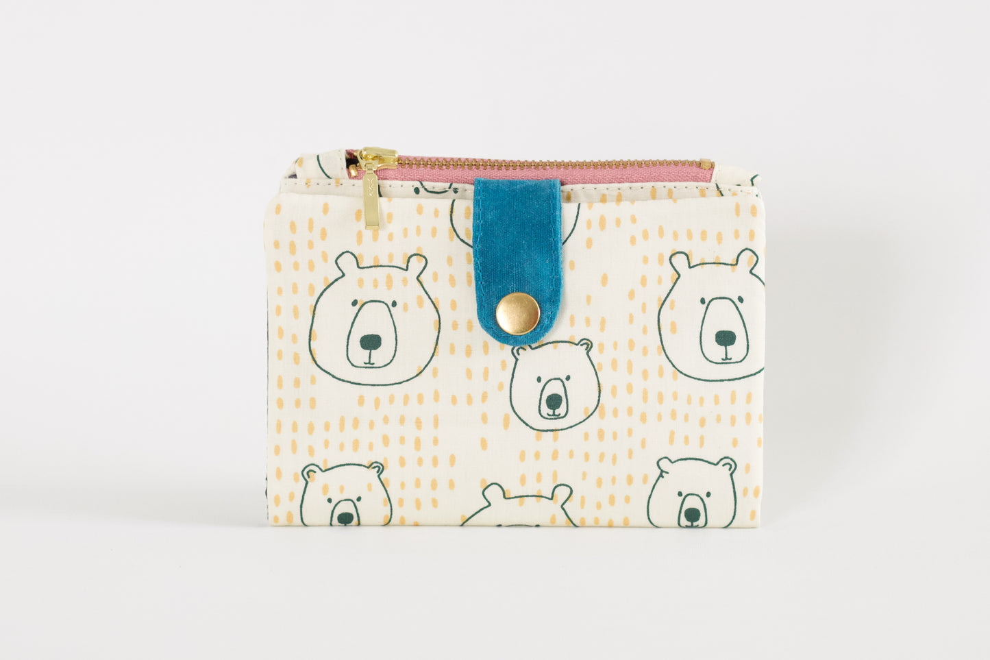 Cartera de osos para mujer, linda cartera simple, cartera vegana de algodón, regalo para amantes de los osos, cartera minimalista kawaii