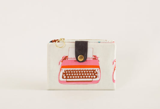 Cartera de máquina de escribir femenina, idea de regalo cartera groovy para mujeres, estética de regalo retro, cartera de los años 70, organizador de tarjetas de crédito