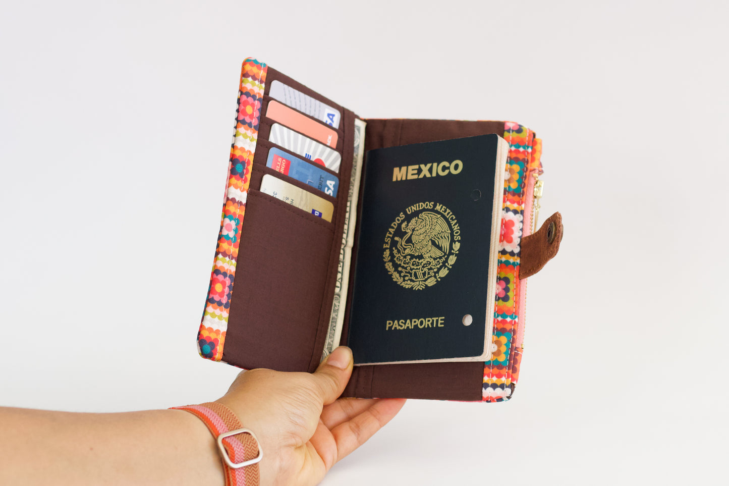 Cartera elegante de la abuela para mujer, linda cartera de viaje, organizador de tarjeta de crédito de tarjeta larga, cartera retro.