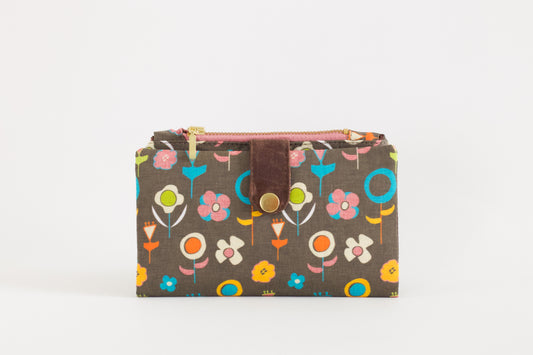 Billetera abstracta de flores para mujer, cartera larga retro plegable para mujer, cartera genial regalo para ella, organizador de tarjetas de crédito