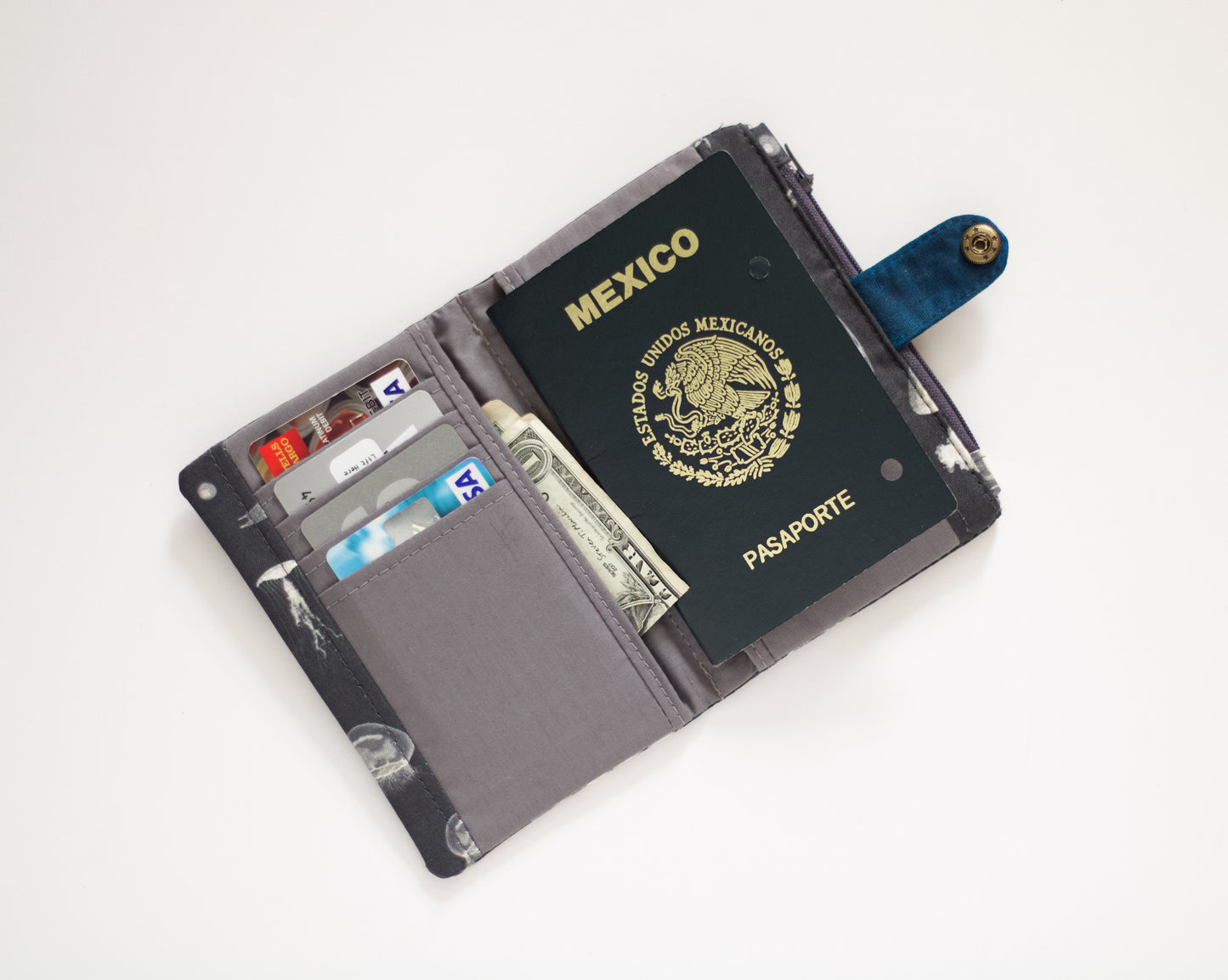 Cartera de medusas unisex, cartera vegana de viaje, cartera plegable de tela, organizador de tarjetas de crédito