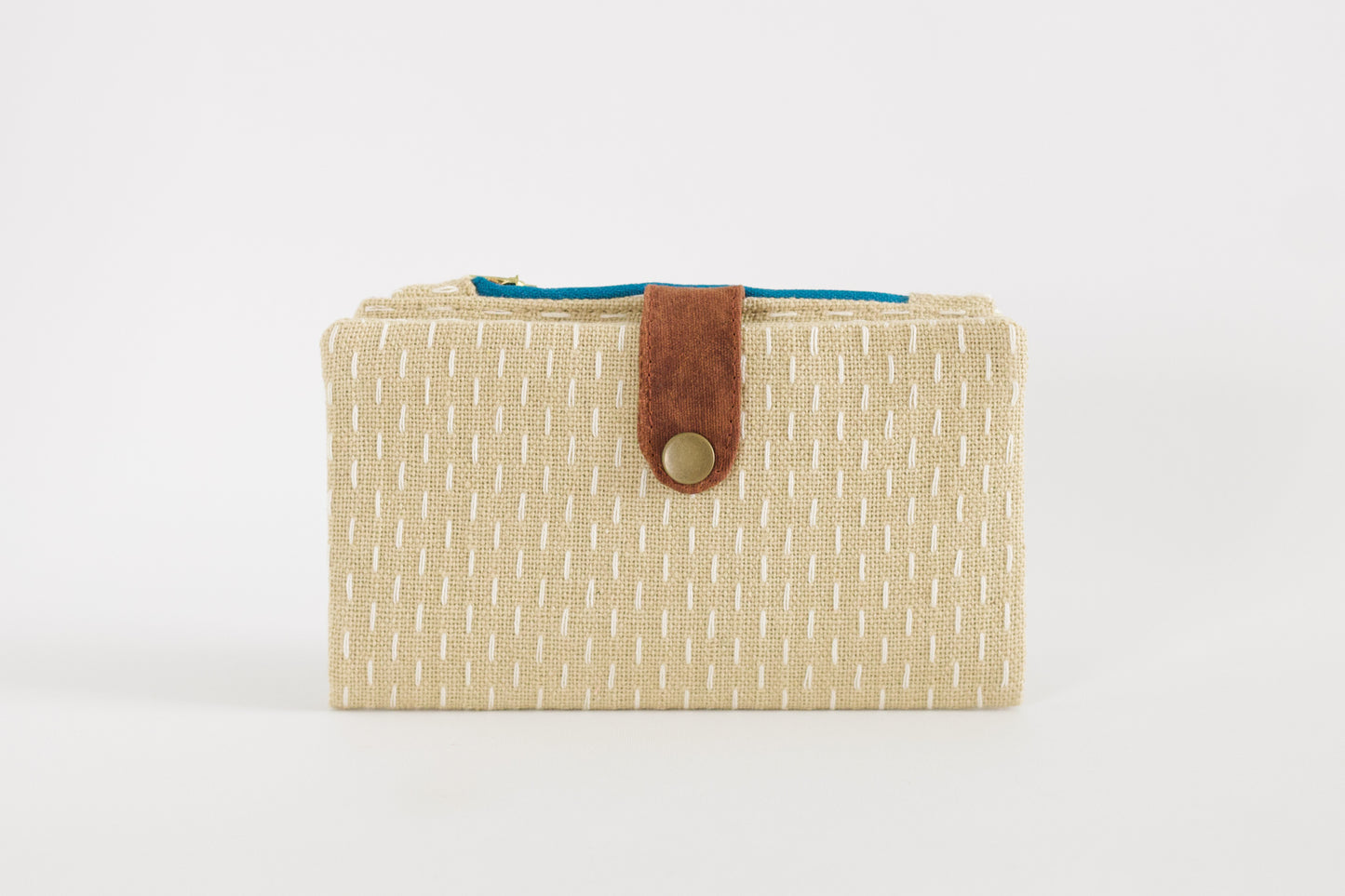 Cartera de viaje minimalista para mujer, cartera vegana plegable, cartera de tejido sashiko, cartera hecha a mano, organizador de tarjetas de crédito