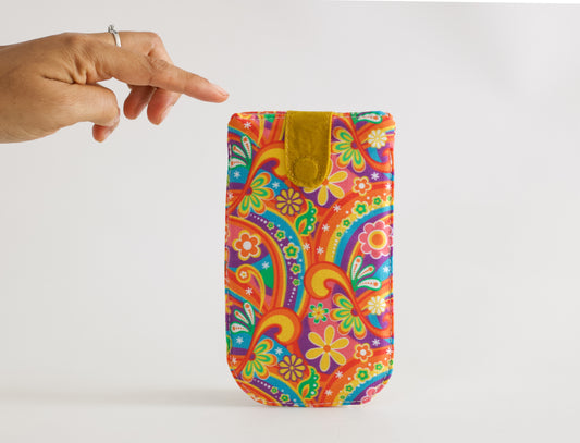 Estuche de gafas de sol retro, funda de gafas de los años 70, bolsa de gafas para mujer, estuche de gafas de sol genial, bolsa psicodélica para gafas de sol