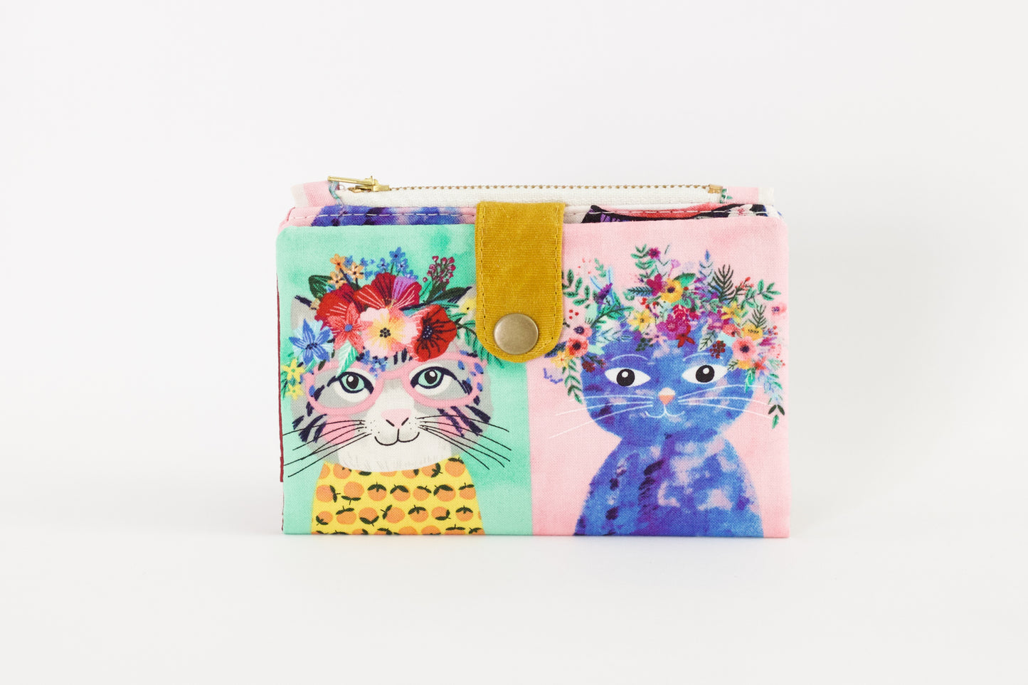 Cartera de gatos florales para mujer, cartera vegana de gatos, regalo para amantes de los gatos, linda cartera estética.