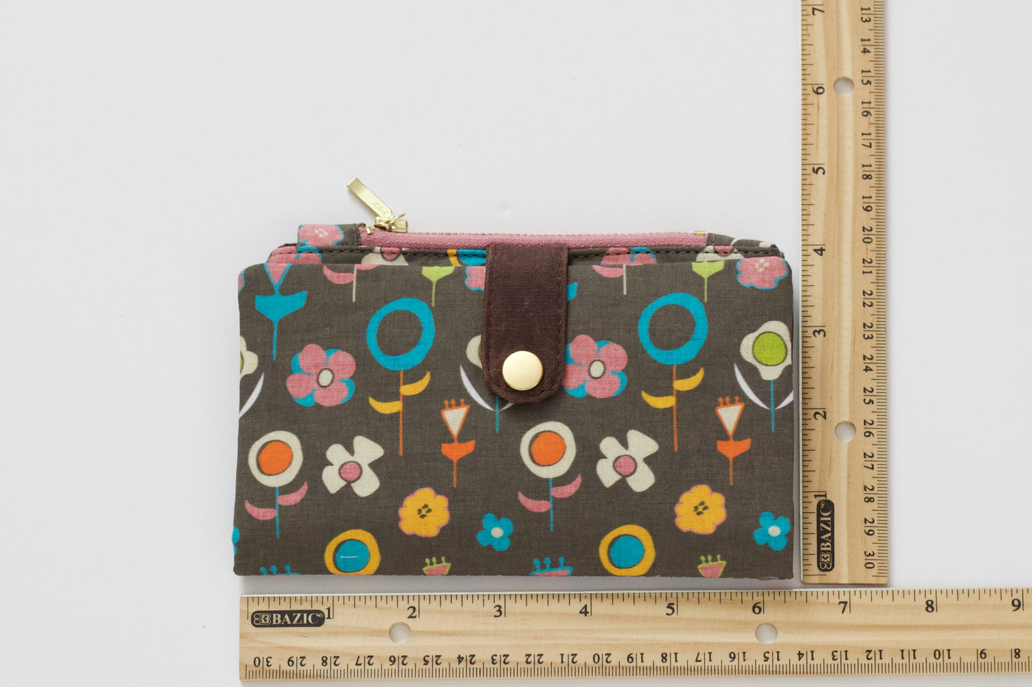 Billetera abstracta de flores para mujer, cartera larga retro plegable para mujer, cartera genial regalo para ella, organizador de tarjetas de crédito