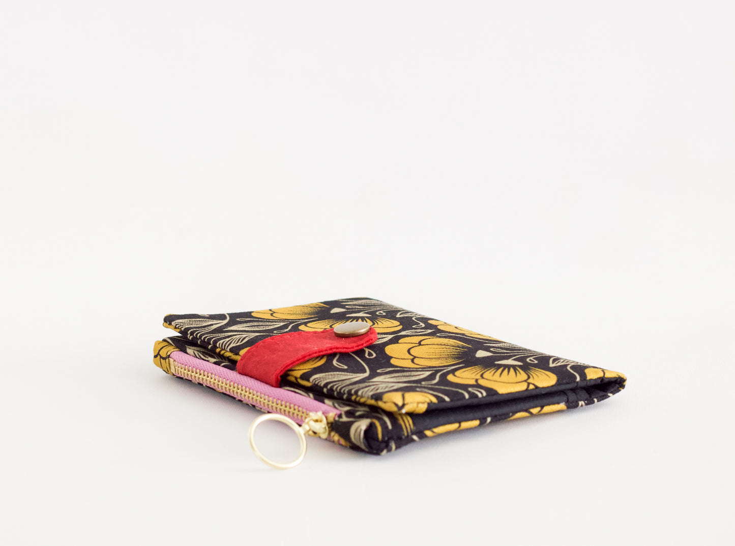 Cartera Art Deco para mujer, cartera de mujer pequeña, cartera de flores negra, regalo único para mujer, cartera de viaje única, cartera femenina