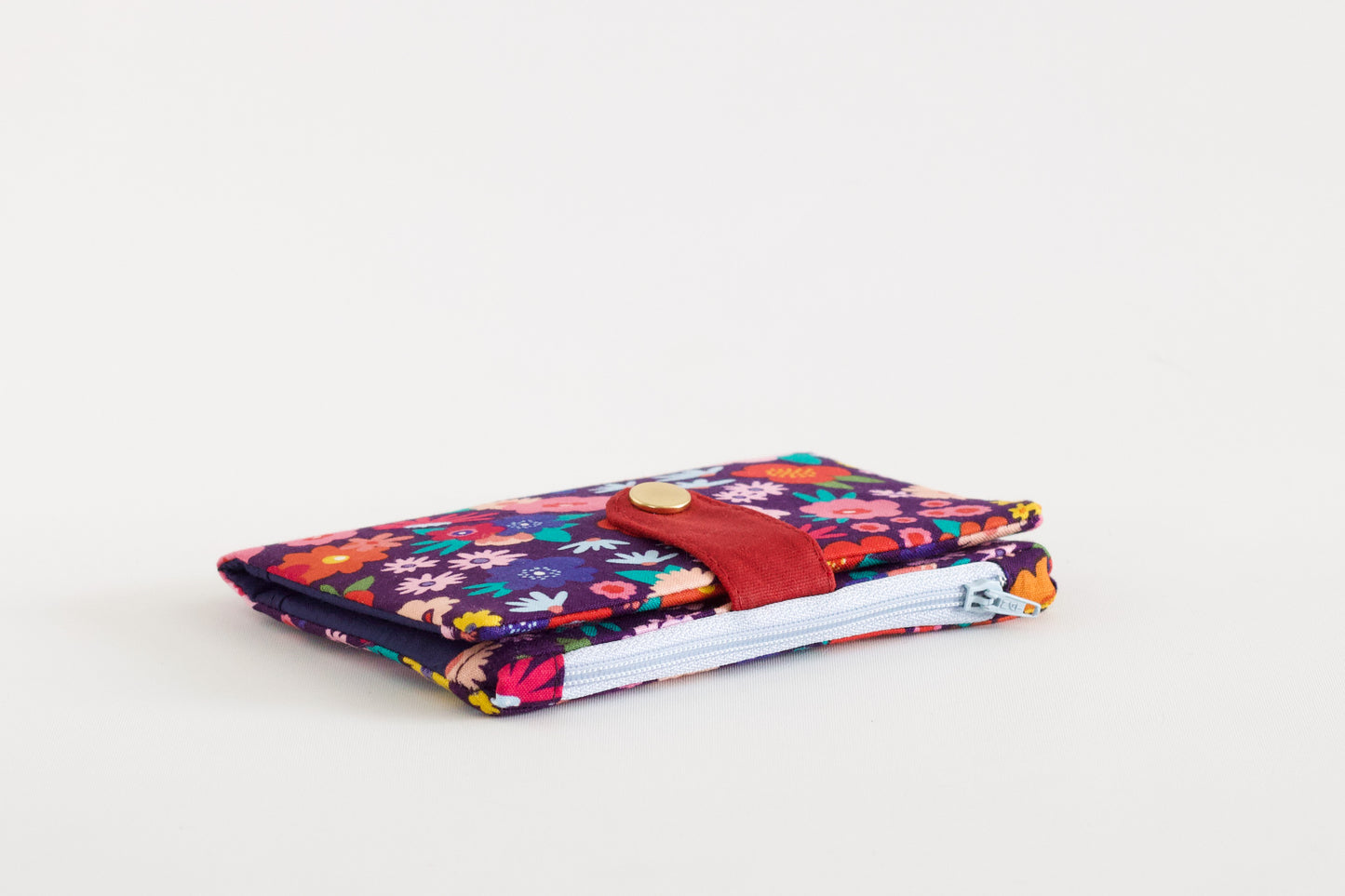 Cartera folk pequeña para mujer, cartera primaveral pequeña, cartera vegana hecha a mano floral, organizador de tarjetas de crédito