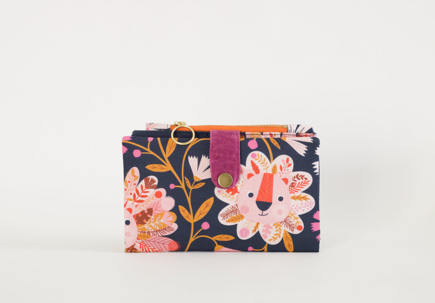 Cartera de diente de León para mujer, cartera de León larga, regalo para mamá para el día de la madre, cartera de viaje bonita, cartera plegable vegana