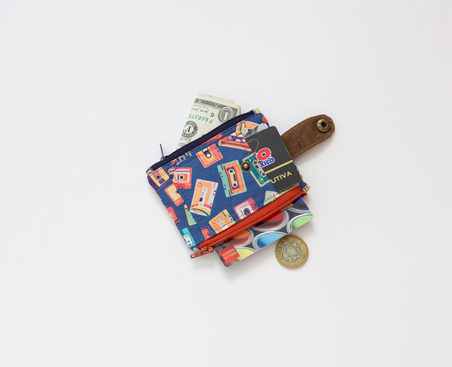 Cartera de casete para hombres, cartera delgada de los años 80 para hombre, cartera retro para hombre, organizador de tarjetas de crédito