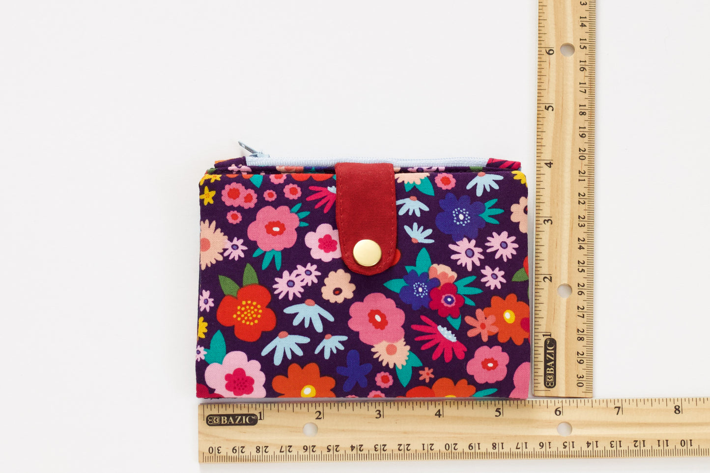 Cartera folk pequeña para mujer, cartera primaveral pequeña, cartera vegana hecha a mano floral, organizador de tarjetas de crédito