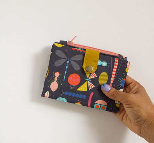Cartera de insectos de colores, cartera bifold vegana de mariquitas, cartera divertida con cremallera, cartera de mariposas y luciérnagas, organizador de tarjetas de crédito