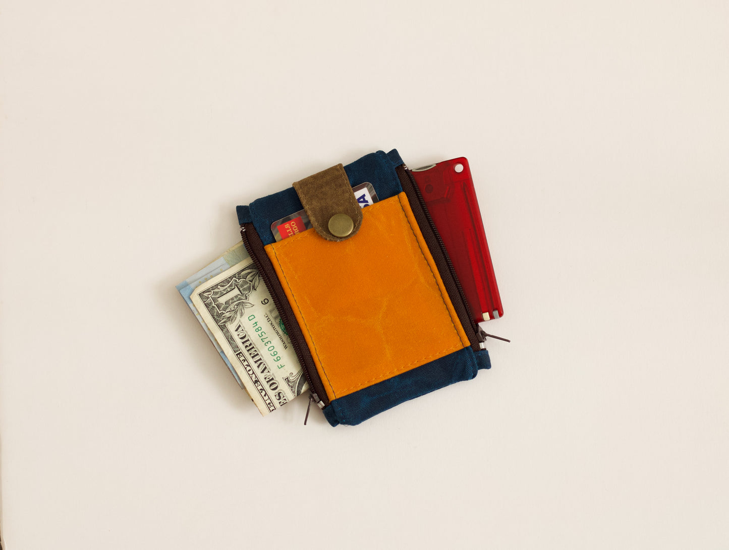 Cartera táctica para hombres, mini cartera de lona encerada, cartera de bolsillo para hombre, cartera única para él