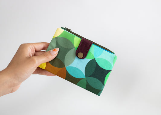 Cartera de algodón de colores verdes para mujer: cartera plegable maximalista colorida para mujer