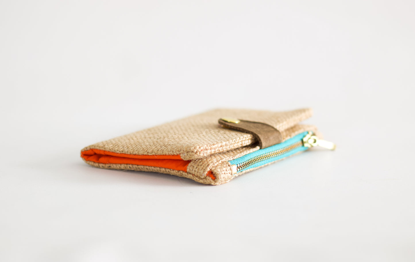 Cartera de arpillera de fibra natural para mujer, cartera ecológica llamativa, organizador de tarjetas de crédito mediterráneo, regalo para ella