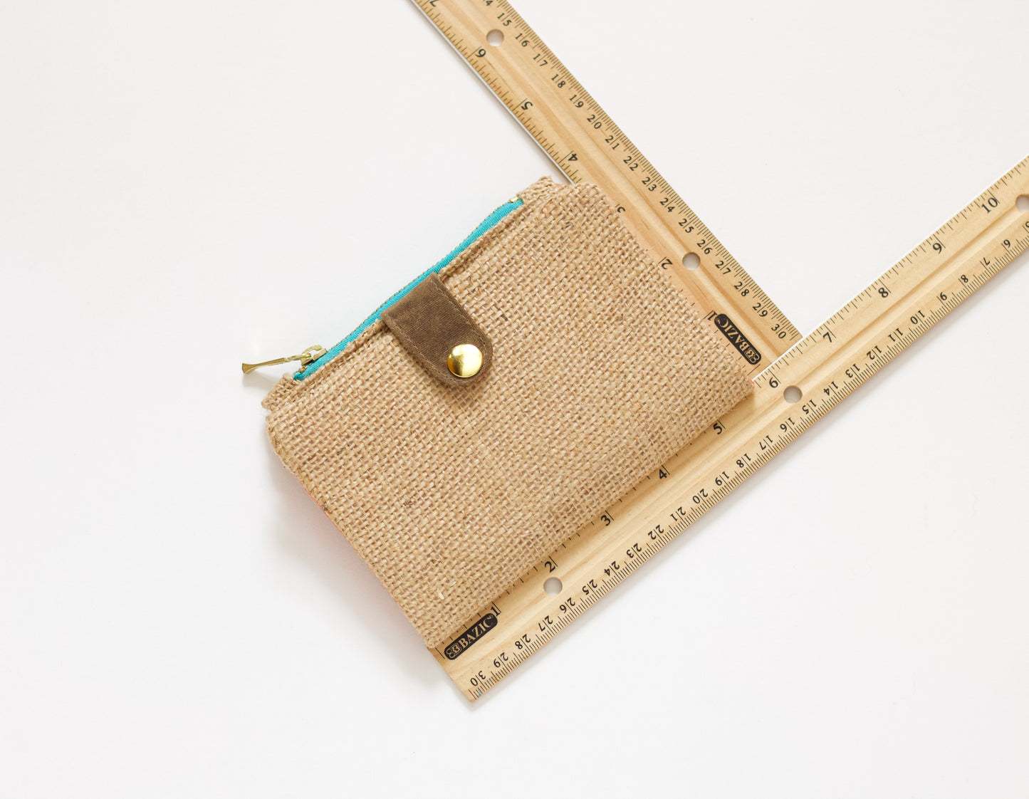Cartera de arpillera de fibra natural para mujer, cartera ecológica llamativa, organizador de tarjetas de crédito mediterráneo, regalo para ella